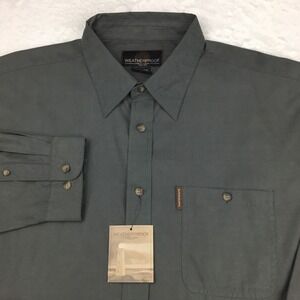 Weatherproof Men's XXL Suede Feel Button Down Shirt Gray Long Sleeve NWT